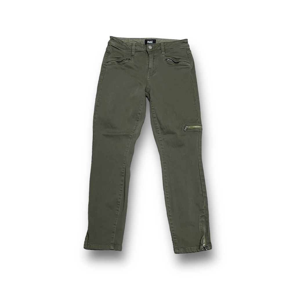 Paige Daryn Ankle Zip Olive Green Zip Pockets Stretch Pants‎ Size 29 / 29 x 27
